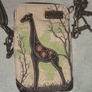 Canvas Crossbody Bag with Giraffe Design